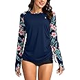 SANTINY Women's UPF50+ Rash Guard SPF Long Sleeve Swimsuits Top UV Sun Protection Swim Shirts for Woman