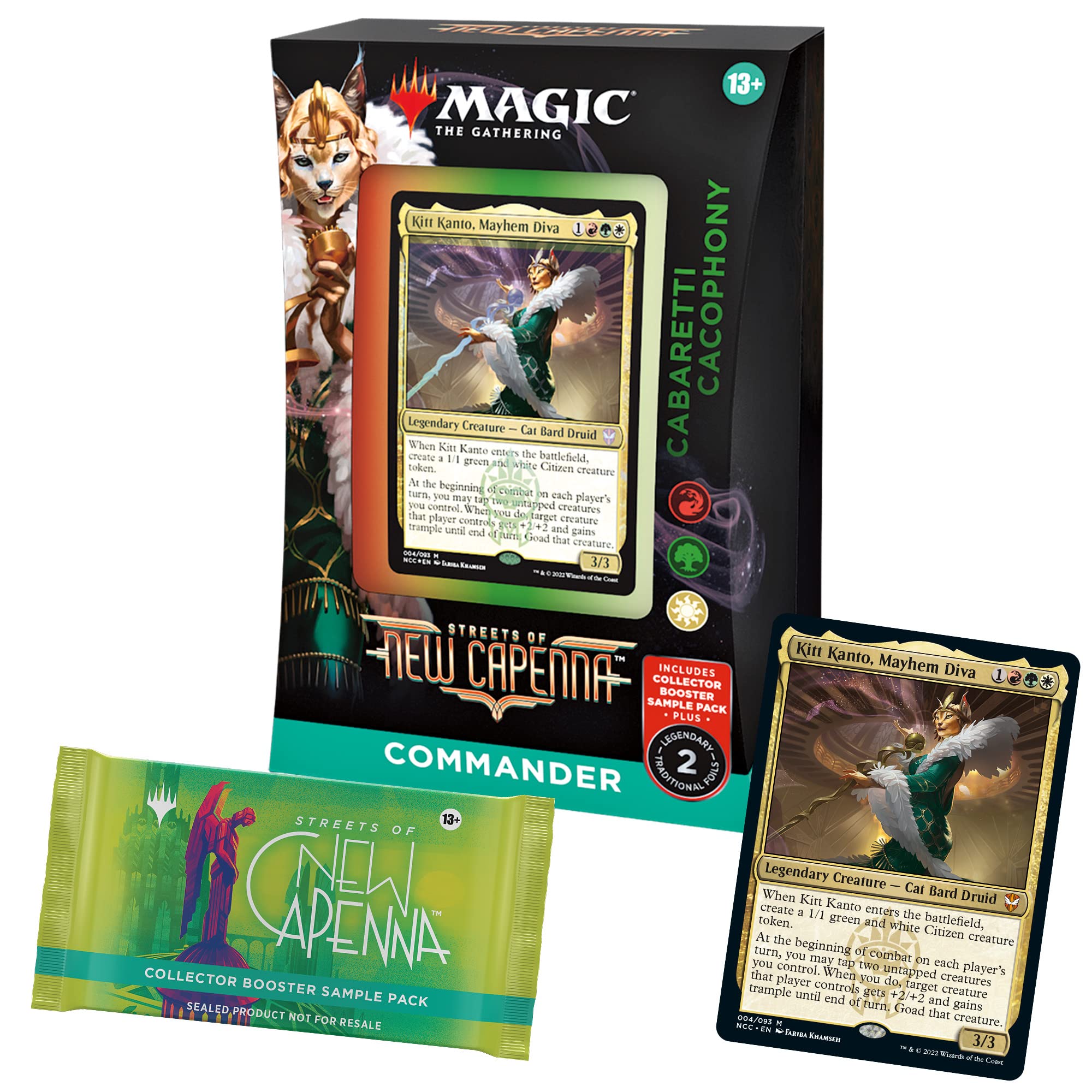 Magic: The Gathering Streets of New Capenna Commander Deck – Cabaretti Cacophony + Collector Booster Sample Pack