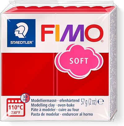 Staedtler Fimo Soft 8020-2 P Christmas Red Polymer Modelling Clay 57g