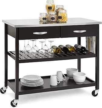 Amazon Com Best Choice Products Mobile Kitchen Island Utility