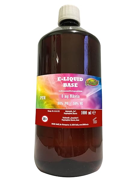 E Liquid Base 1L PUR Vape OHNE Nikotin 0 1000 ml 50 PG/50 VG