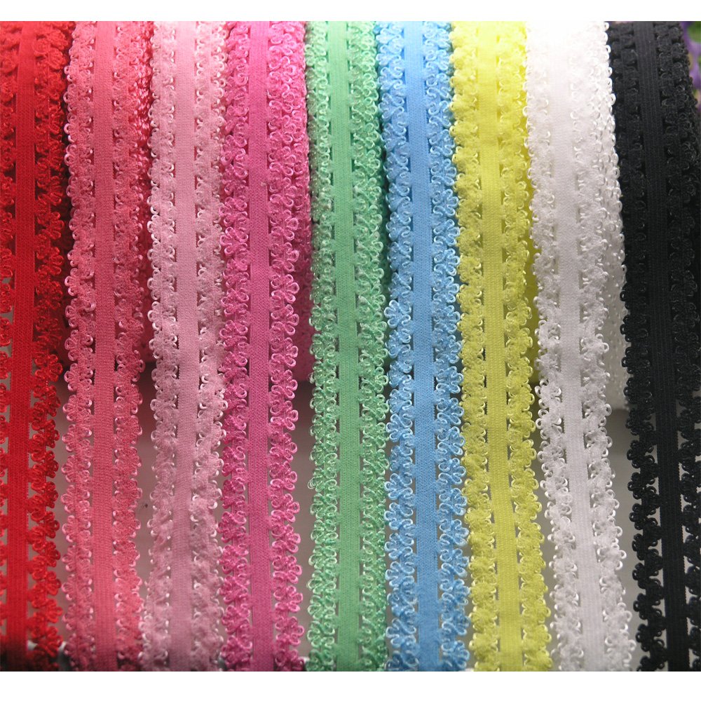 Mixed Color -16 Yards 3/4'' Picot Edge Stretch Lace, Frilly edges elastic webbing,Lace for Headbands by Pamir Tong