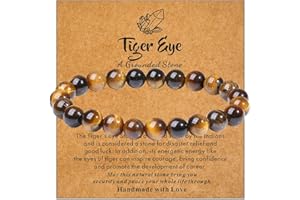 MAIBAOTA Healing Crystal Bracelet for Women Men, 8 mm Natural Stone Beaded Bracelets, Round Gemstones Stretch Bracelet, Cryst