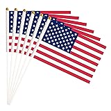 25 Pack USA US Small Flag, Hand Held American Stick