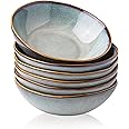 AmorArc Ceramic Cereal Bowls Set of 6, 24 oz Handmade Stoneware Bowls for Cereal Soup Salad Bread, Stylish Kitchen Bowls for Meal, Dishwasher & Microwave Safe, Ocean Blue