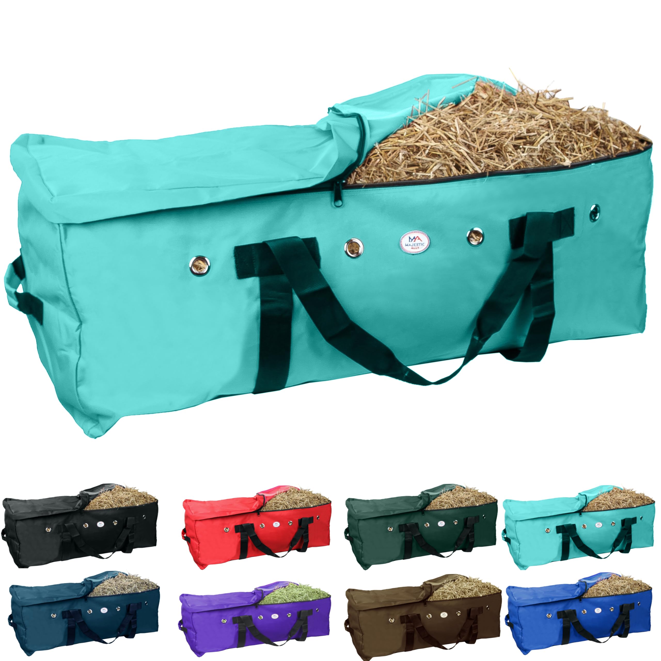 Majestic Ally 1200 D Nylon Fabric Large 44” x 20” x 16” and Extra Large 53"x 24" 20" Heavy-Duty Hay Bale Storage Bag (Red) (Large, Turquoise)