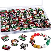 Kovict 30Pcs Christmas Focal Beads for Pens, Christmas Silicone Beads for Keychain Making Patterns Focals for Necklace Bracelet Beaded Pen