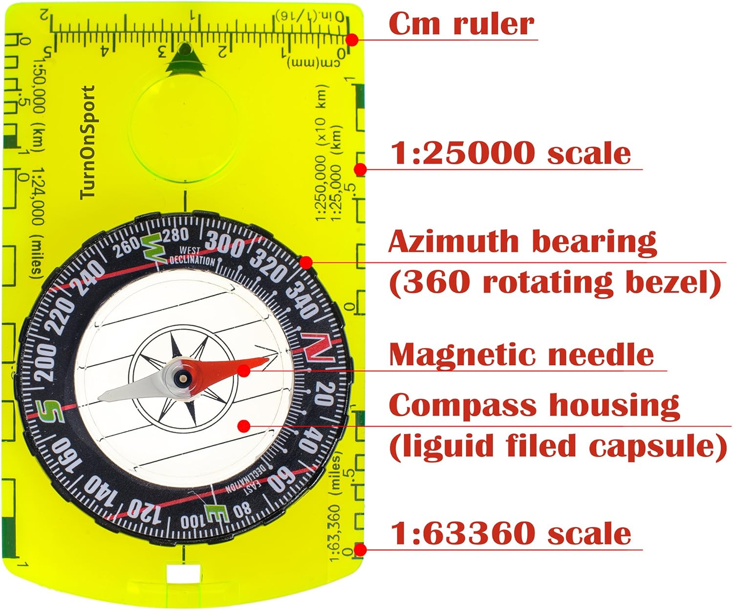 Orienteering Compass - Hiking Backpacking Compass - Advanced Scout Compass for Camping and Navigation - Boy Scout Compass for Kids - Professional Field Compass for Map Reading - Best Survival Gifts : Sports & Outdoors