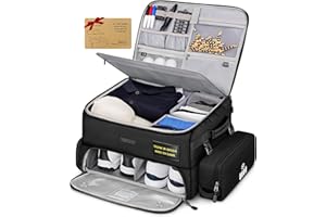 YOREPEK Upgraded Golf Trunk Organizer, Christmas Gifts for Golfers, with Removable Insulated Pouch&Dust-Proof Protective Layer, Multi-Compartment fits 2 Pairs of Shoes, Golf Accessories