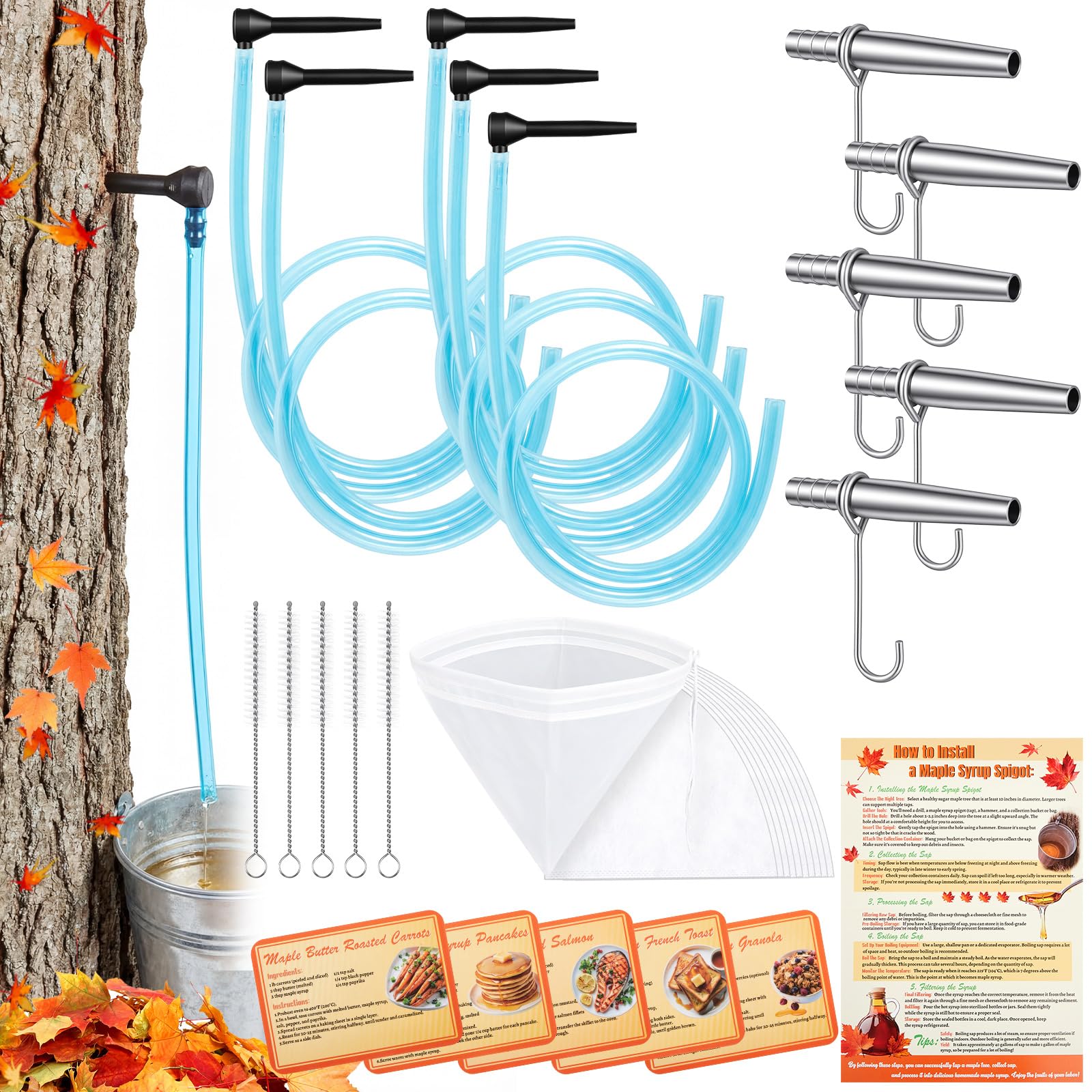 53 Pcs Maple Syrup Tapping Kit (5) Taps with Hooks for Maple Trees, (5 ...