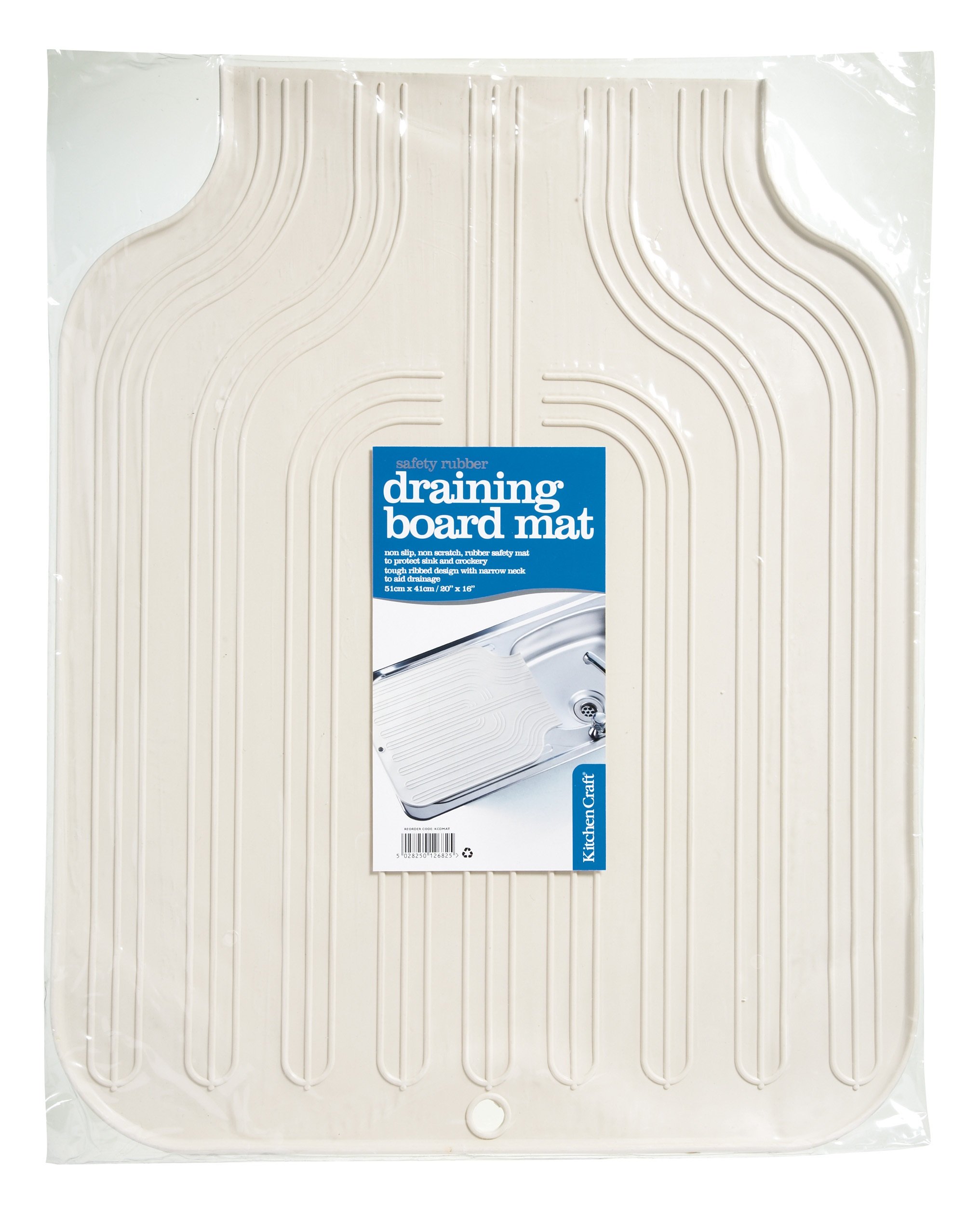KitchenCraft Rubber Draining Board Mat, 51 x 41 cm (2" x 16") - Beige