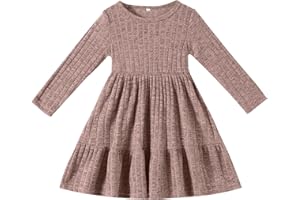 Kionio Toddler Baby Girl Long Sleeve Dress Girls Knit Sweater Dresses Tiered Kids Swing Holiday Clothes Fall Winter