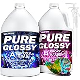 Teexpert Epoxy Resin 2 Gallon Kit, Pure Glossy Crystal Clear Resin Epoxy with Pump, Bubble Free Anti Yellowing with Self Leveling Formula for Casting, Jewelry Making, Table Top, Wood & Art Crafts