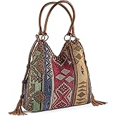 SAGEFINDS Natrona Tapestry Bag | Southwestern Pattern | Slouchy Purse | Snap Closure | Lined Interior with Pockets | 21” Long Double Handles | 16” H x 11” W