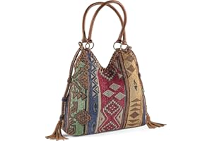 SAGEFINDS Natrona Tapestry Bag | Southwestern Pattern | Slouchy Purse | Snap Closure | Lined Interior with Pockets | 21” Long Double Handles | 16” H x 11” W