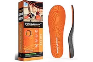 PERSEVERANX NASA Grade Insoles for Plantar Fasciitis for Women – Low Arch Support Inserts for Men – Orthotic Shoe Insoles to Relieve Flat Foot Pain & Provide Stability