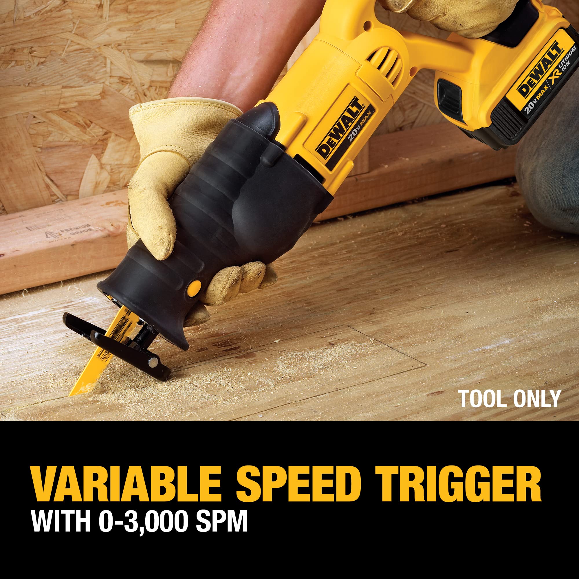 DEWALT 20V MAX Reciprocating Saw, 3,000 Strokes Per Minute, Variable