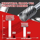EZARC SB-5 Tungsten Carbide Burr 1/4 In Shank Cylinder End Cut Double Cut view 2