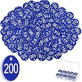 Yinkin 200 Pcs Plastic Number Tags, 1-200 Number Cards, Blue | Key Tags with Hole for Attachment, ID Labels for Inventory, Lockers, Storage Organization, High Contrast, Durable Plastic