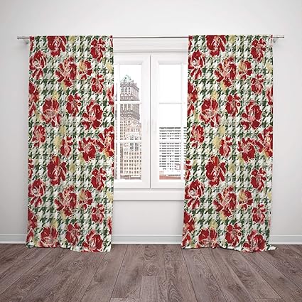 Polyester Window Drapes Kitchen Curtains Floral Vintage Classic