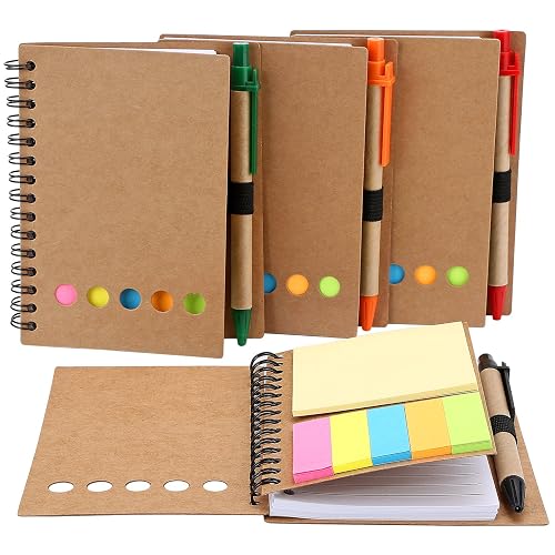 TOODOO 4 Packs Spiral Notebook Lined Notepad with Pen in Holder Small ...