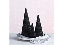 Black Velvet Cones Set of 3, Modern Black and White, Holiday Entryway, Rustic Winter Home, Farmhouse Home Decorations, minima