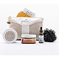 Zakia's Morocco Moroccan Hammam Spa Rejuvinating Ritual Beauty Skincare Kit - Four steps, Six Piece Set for purifying, toning, cleansing, and exfoliating for every skin type_AMBER MUSK