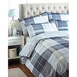 Riva Home Clubhouse Check Duvet Cover Set, Denim, Double