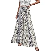 EGRETLAC Women Casual High Waist Wide Leg Pants Boho Vacation Printed Loose Flowy Trousers with Pocket