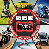 HTRC 16A Car Battery Charger 6V/12V/24V with 10-Stage LCD & Pulse Repair view 8