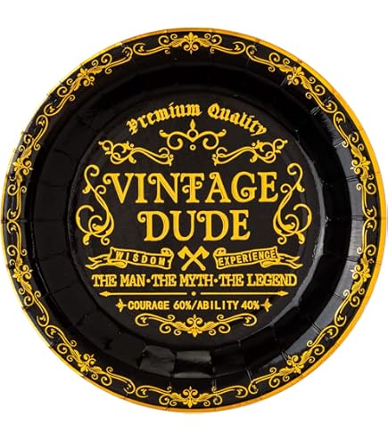 Vintage Dude Jointed Birthday Banner - 9.25 Foot Gold & Black Party Decorations