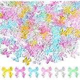 YBEATY 210 Pcs Colorful Transparent Bow Beads Acrylic Bow Beads Aesthetic Charms Bulk Supplies DIY Crafts Accessories Pendants for Bracelet Necklace Earring Jewelry Making (6 Light Colors)