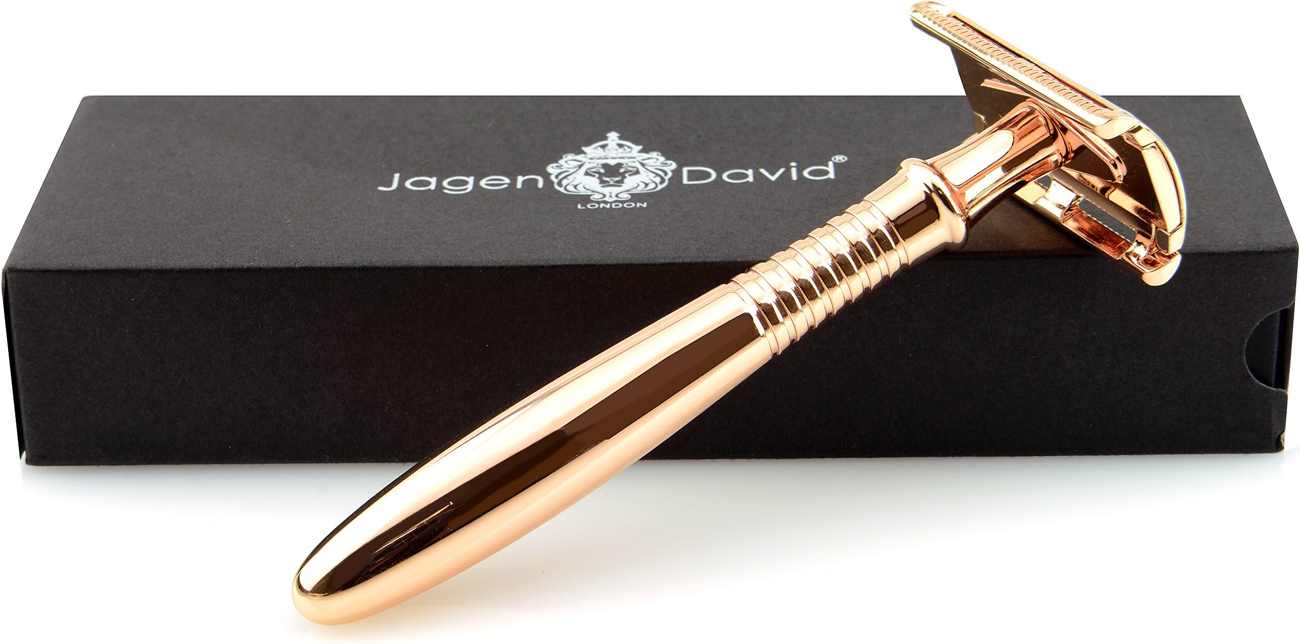 Jagen David ® L5 - Elegant Extra Long Double Edge Razor Safety Razor Fits All Double Edge Razor Blades unique Christmas gift for him - 11.5cm (Gold)