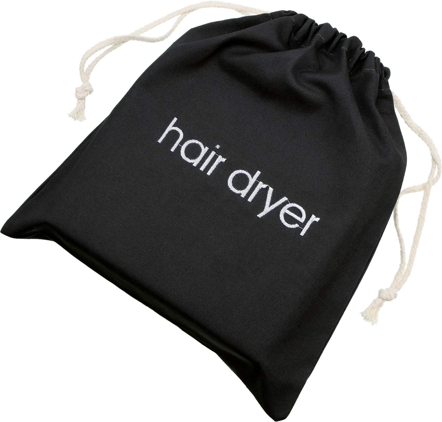 Hair Dryer Bags Drawstring Bag Container Hairdryer Bag, 11.8 by 13.8 Inch (Cotton, Beige), Black