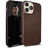 Cretanbull Handcrafted iPhone 14 Pro Max Genuine Leather Case Compatible with MagSafe - Oil Waxed Full Grain Anti-Scratch Leather Case - Shockproof, (Espresso)