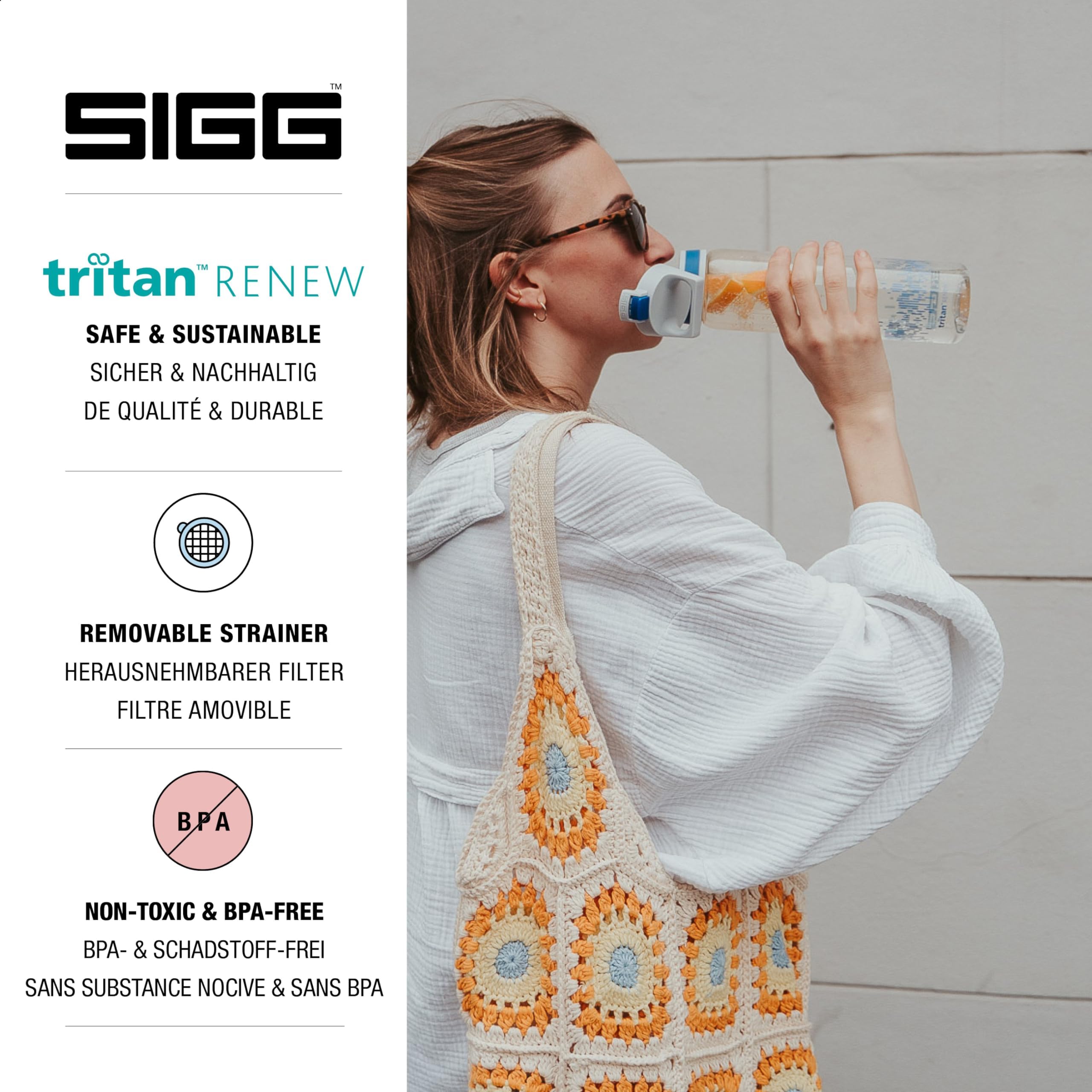 SIGG - Tritan Trinkflasche - Sportflasche Total Clear ONE MyPlanet Blau - kohlensäurehaltige Getränke - Spülmaschinenfest, Auslaufsicher, Kratzfest - BPA-frei - Sport & Fitness - 0,75L 3