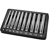 Astro Tools 4111 10PC 1/4" Drive Extra Deep Metric Socket Set 6-15mm