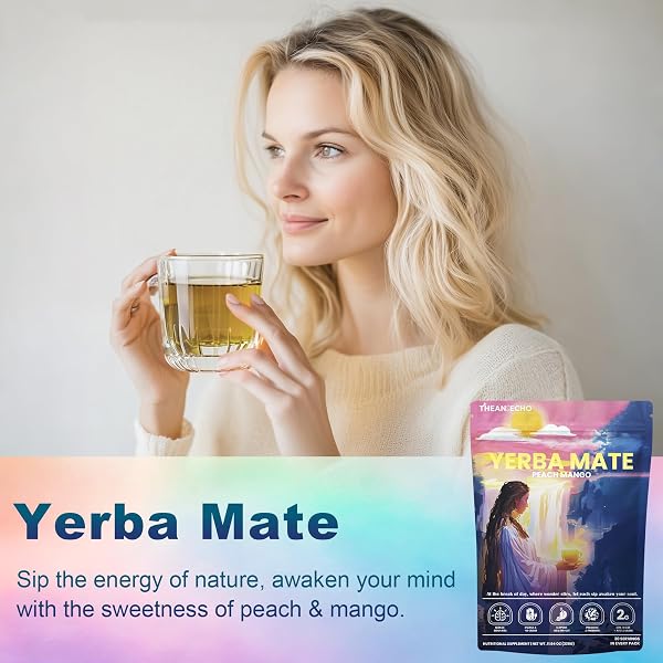 YERBA MATE PEACH MANGO TEA – SUPER CALM YERBA MATE – LOW SUGAR CONTENT, CLEAN ENERGY WITH NO CRASH – STAY REFRESHED AND FOCUSED THROUGHOUT THE DAY – IDEAL FOR HEALTH ENTHUSIASTS – 30 SERVINGS