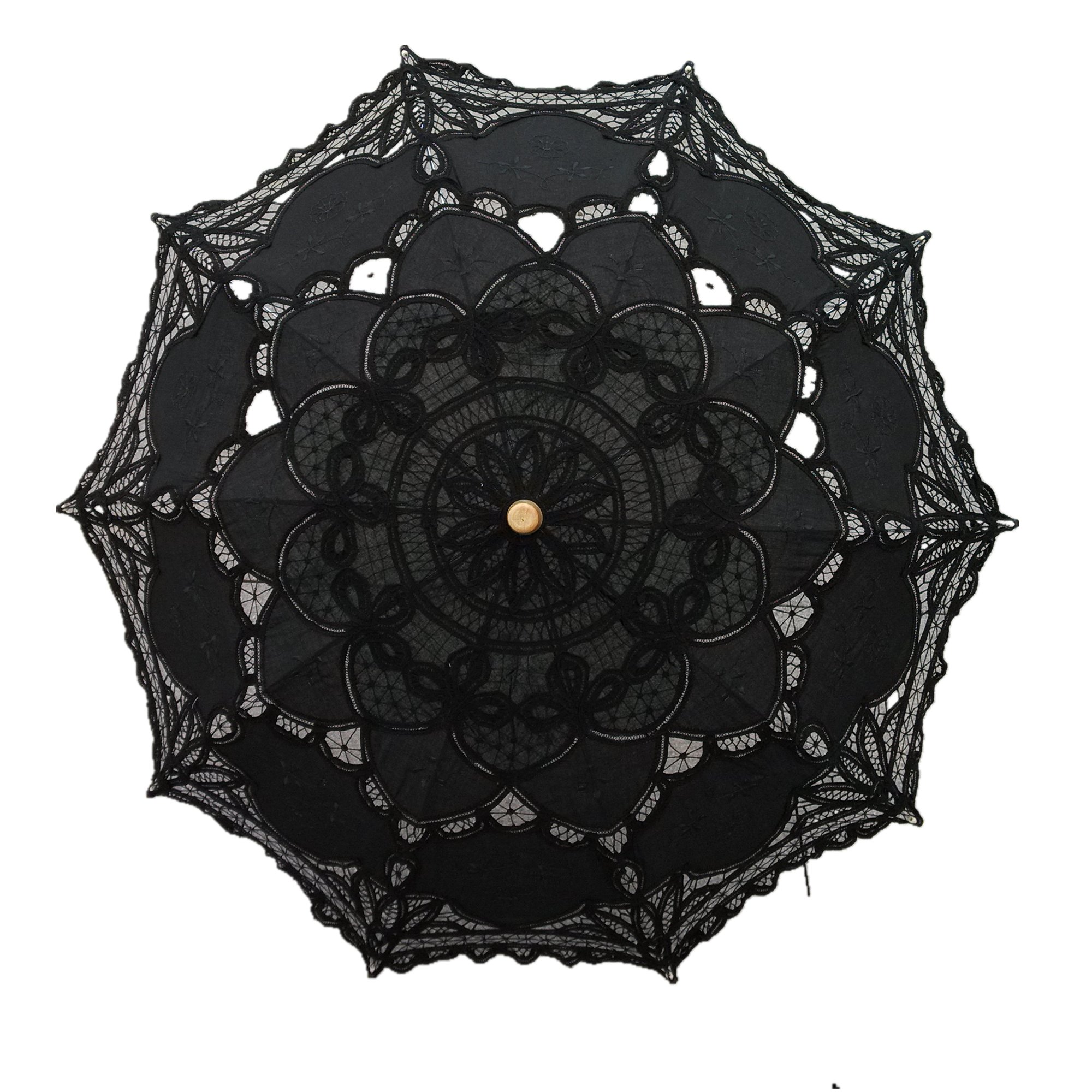 AEAOA Handmade Black Lace Parasol Umbrella Wedding Bridal 30 Inch Adult Size