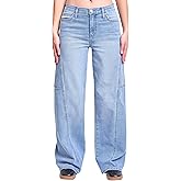 YMI Women's High Rise Wide Leg Cargo Jeans, P201011