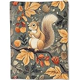 ainori Squirrel Blanket - Autumn Woodland Fall Leaves and Acorns Fleece Throw,Gifts for Kids Adult, Soft & Warm,Lightweight, for Modern Artistic Decor, Living Room Home Accent 50x60in