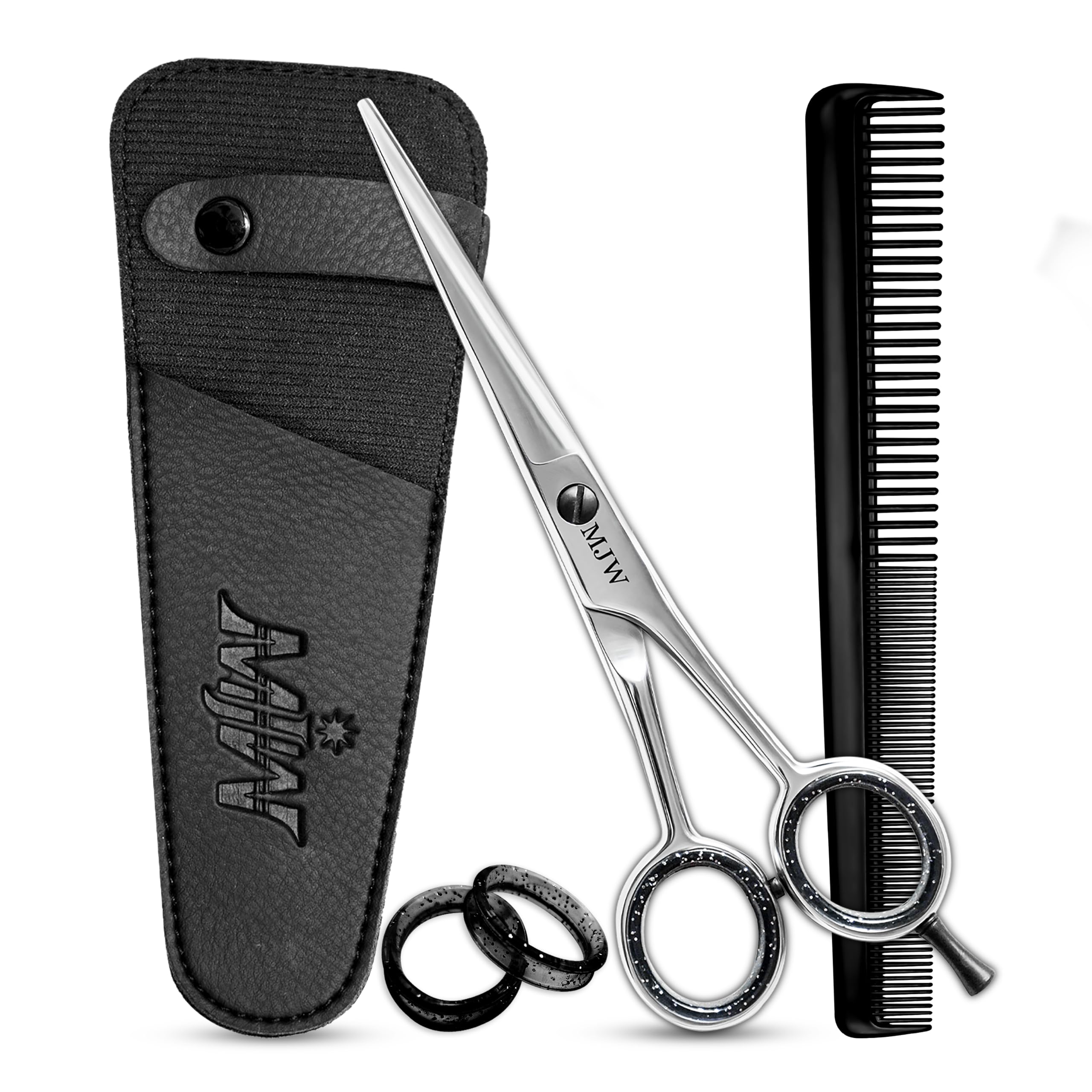MJW Professional Hairdressing Scissors – 6.5” Stainless Steel Hair Cutting Barber Shears for Salons and Home, Ideal Mustaches, Beard Hair Trimming Scissors for Men, Women and Kids