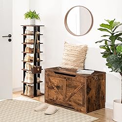 HOOBRO Storage Bench, 29.5” Retro Wooden Storage