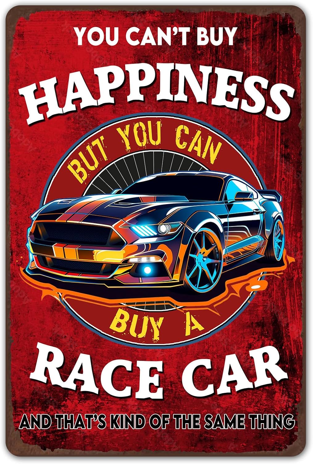 Wall Décor - ZYPENG Vintage Metal Signs Car Room Decor for Men Garage Room Wall Poster Decoration - You Can't Buy Happiness But You Can Buy a Race Car Wall Home Bedroom Decor Tin Sign 8 x 12 Inches