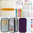 Mdoker 95pcs Knitting Needles Kit&Crochet Hooks Set 36 Straight Bamboo Knitting Needle 12 Small Size Lace Crochet Hook 5 Ergonomic Crochet Needles Knitting Set with Knitting Supplies&Accessories