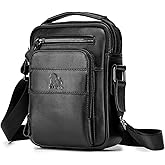BAIGIO Genuine Leather Small Messenger Bag for Men Shoulder Bag for Ipad Crossbody Bag Men Handbag Satchel Travel Business