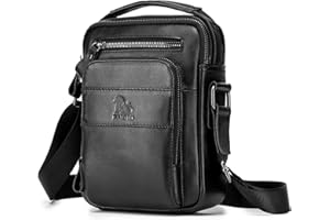 BAIGIO Genuine Leather Small Messenger Bag for Men Shoulder Bag for Ipad Crossbody Bag Men Handbag Satchel Travel Business