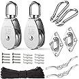 LAIWOO M15 Stainless Steel Pulley System Kit-Heavy-Duty Pulley Wheel, Pulley Block with Nylon Rope, Hooks, Eye Pad Plate, and Rope Cleat - Ideal for Lifting, DIY Projects, and Clothesline (2 Pack)