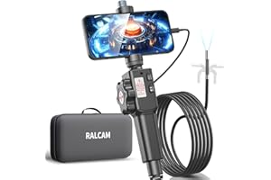 Ralcam Two-Way Articulating Borescope Compatible with Android and iOS Phone, 8.5mm Endoscope Camera with Light, HD 1080P Snake Inspection Camera with 6.6FT Flexible Cable