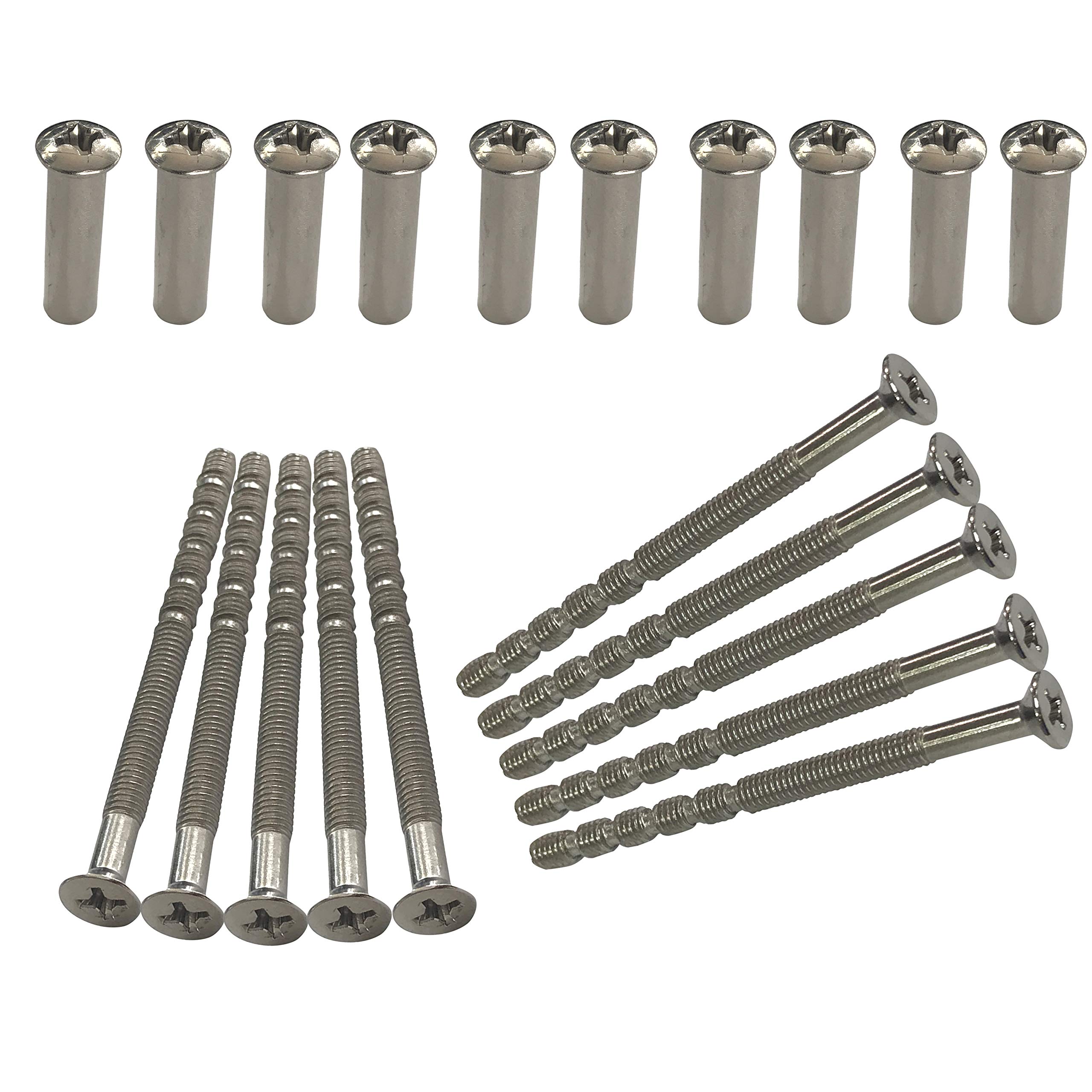 M4 Chrome Door Handle Screws with Bolt Connecting Sleeve Male to Female for Door Handle, Knobs Escutcheons and Others (pack of 10)